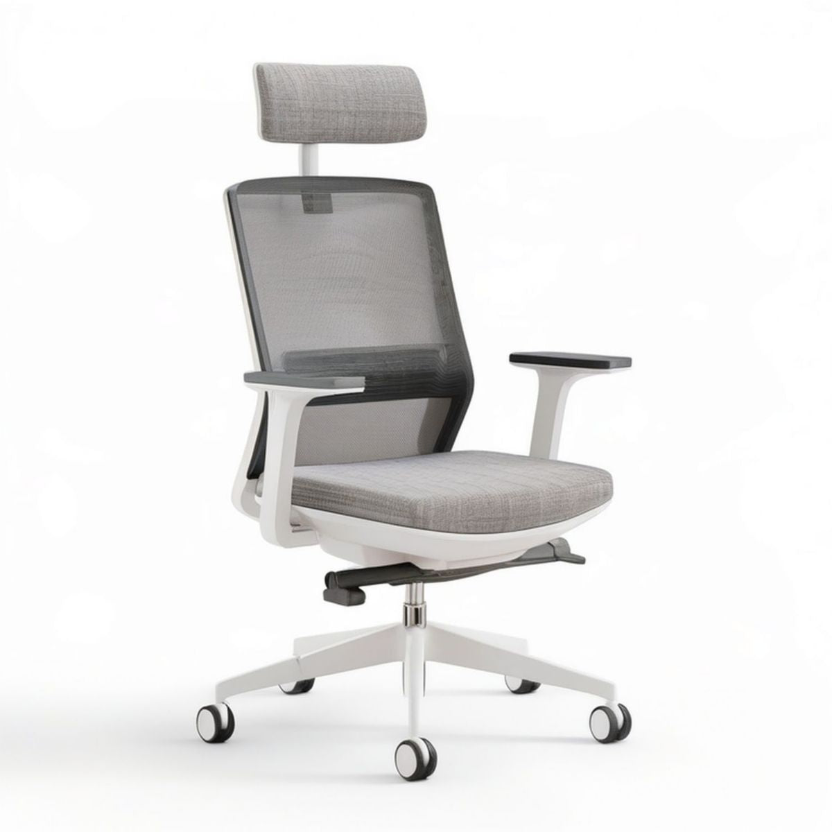 Ergonomiczny fotel biurowy obrotowy z zagłówkiem 66 x 64 x 116–126 cm Szary/Biały/Czarny