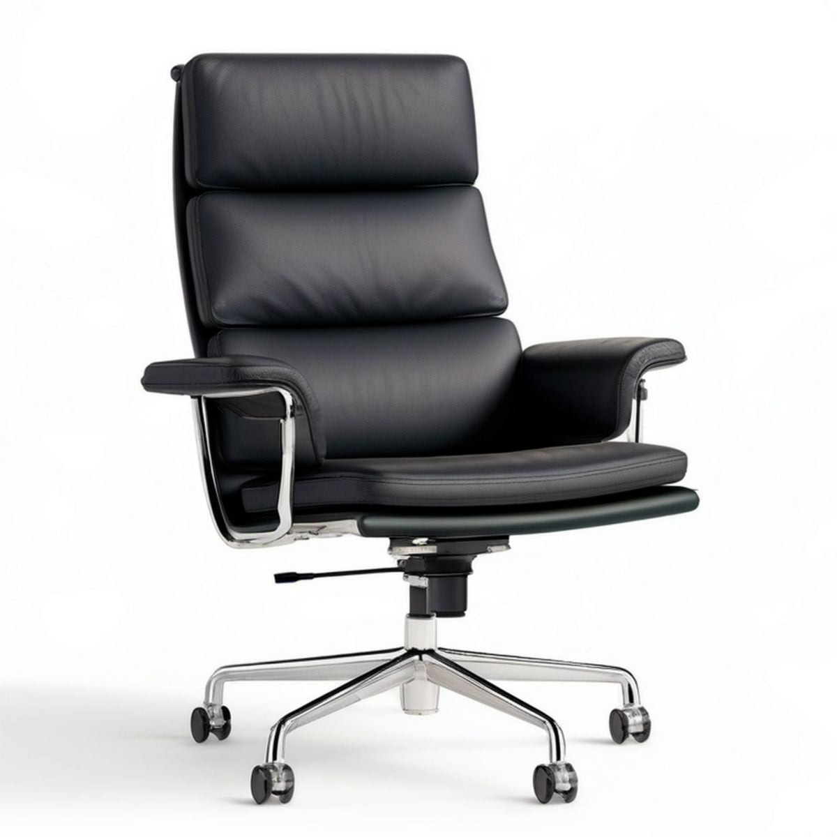 Czarny obrotowy fotel biurowy z ekoskóry PU, 66 x 68 x 112–122 cm