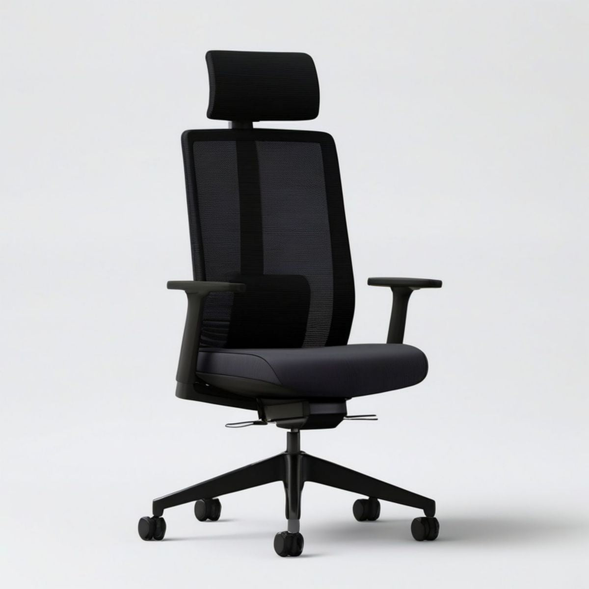 Ergonomiczne krzesło obrotowe z zagłówkiem, czarne, 66 x 66 x 118–128 cm